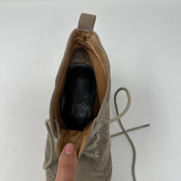 Matika Tan/Brown Suede Hidden Wedge Lace Bootie Shoes Womens Size 6 - Picture 16 of 16